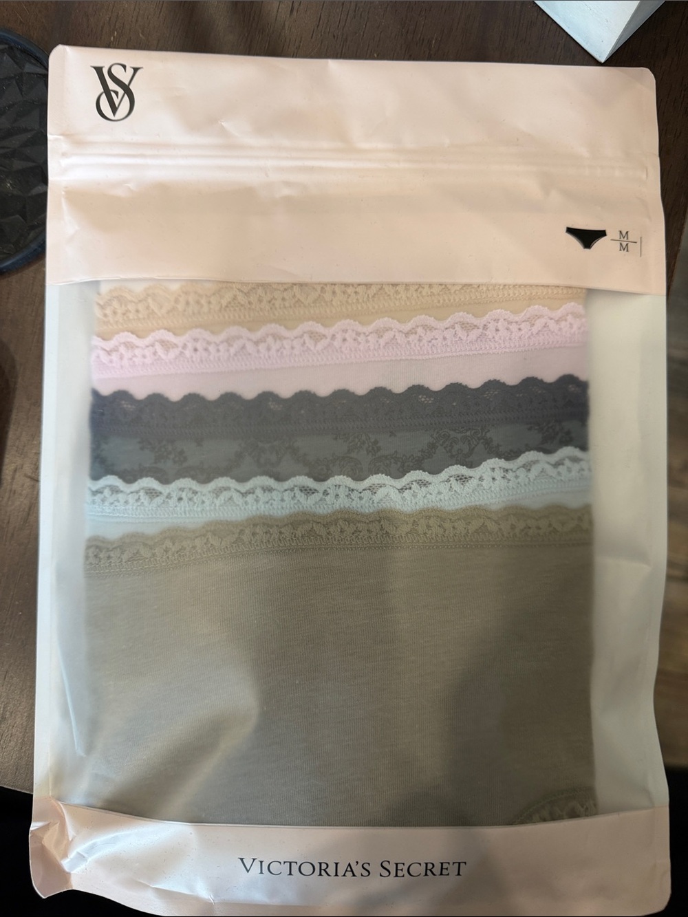 *NIP* Victoria's Secret Lace Trim Hipster Panty 5-Pack - Neutral Pastels - Sz. M